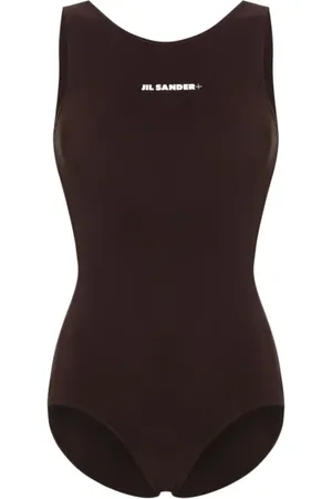 Jil Sander Badkläder, Dam, M, Läder, Jord Badkläder Logo Print