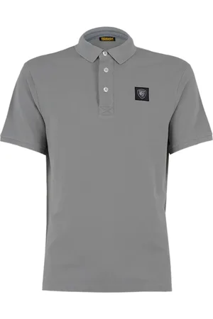 Blauer Topp, Herr, L, Bomull, Logotyp Sköld Pikétröja Grå Herr