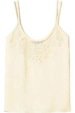 Twin-Set Topp, Dam, M, Broderad Halsringning Topwear Vanilj