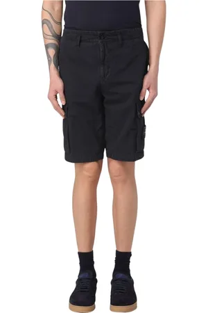 Stone Island Shorts, Herr, W36, Olivgröna Cargo Shorts med Fickor