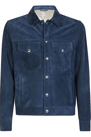 ELEVENTY Jacka, Herr, 2Xl, Läder, Läder Denimjacka med Logoknappar