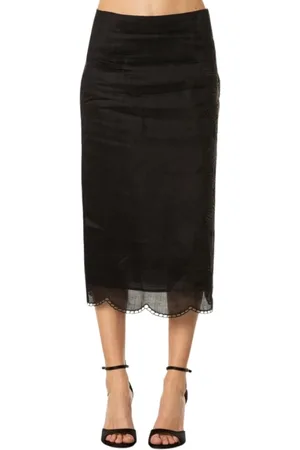 Max Mara Kjol, Dam, S, Broderad Svart Kjol
