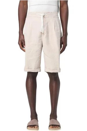 Brunello Cucinelli Shorts, Herr, L, Linne, Blå Linne Casual Shorts