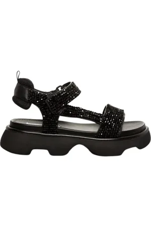 Jeannot Skor, Dam, 36 EU, Läder, Svart strass sportsandal