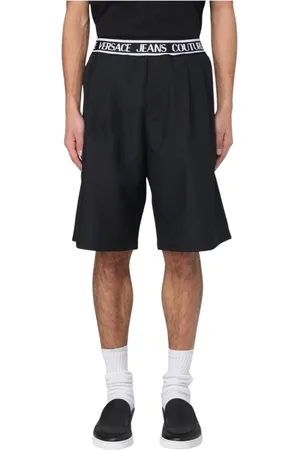 VERSACE Shorts, Herr, S, Svarta Avslappnade Shorts med Elastisk Midja