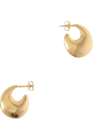 Saint Laurent Accessoarer, Dam, ONE Size, Guld Skulptural Hoop Örhängen