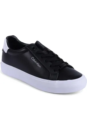 Calvin Klein Skor, Dam, 40 EU, Läder, Svart läder låg topp sneaker
