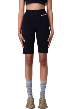 Jil Sander Sport, Dam, S, Bomull, Svarta Logodetaljer Cykelshorts