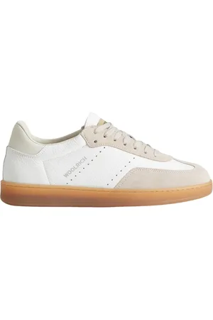 Woolrich Skor, Dam, 37 EU, Läder, Vita lädersneakers med beige detaljer