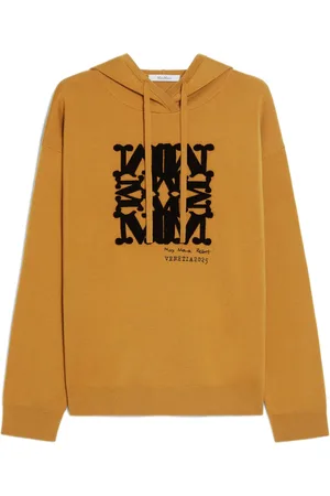 Max Mara Sweatshirts & Hoodies, Dam, XS, Gul Tröja med Huva och Logotyp