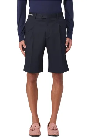 corneliani Shorts, Herr, 2Xl, Blå Plisserade Ull Shorts