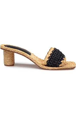 Paloma Barceló Skor, Dam, 38 EU, Raffia Sandal Naturlig Svart Färg Klack