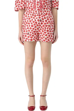VERSACE Shorts, Dam, XS, Röda Blommiga Modeshorts