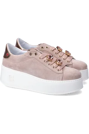 Gio+ Skor, Dam, 36 EU, Mocka, Mocka sneakers med rosedetaljer