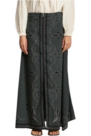 MARE DI LATTE Kjol, Dam, L, Bomull, Arabesque Print Lång Bomullskjol