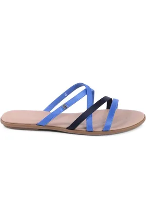 Tommy Hilfiger Skor, Dam, 40 EU, Läder, Blå Platta Lädersandaler