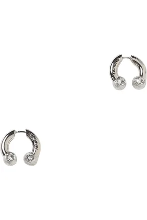 AMBUSH Accessoarer, Dam, ONE Size, Silver Kristall Hoop Örhängen