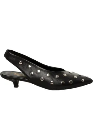 BIANCA DI Skor, Dam, 37 EU, Läder, Nitar slingback sandal i svart läder