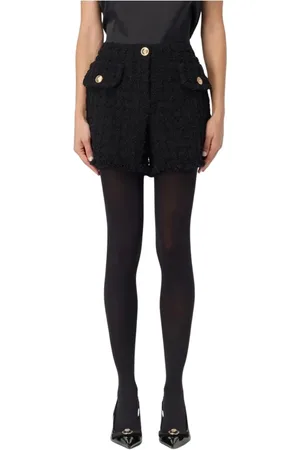 VERSACE Shorts, Dam, L, Tweed, Svarta Boucle Tweed Mode Shorts