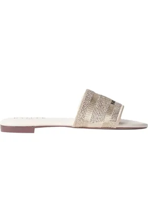 GAËLLE Skor, Dam, 39 EU, Bomull, Gyllene platta sandaler Elegant och bekväm