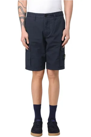 Stone Island Shorts, Herr, W32, Bomull, Blå Cargo Shorts med Fickor