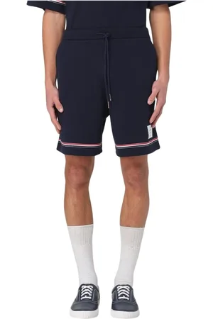 Thom Browne Shorts, Herr, XL, Marinblå Tricolor Trim Sweatshorts