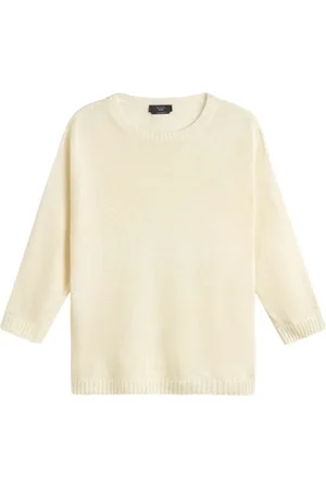 Max Mara Stickade tröjor & koftor, Dam, S, Linne, Vit Linne Jersey Selz