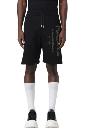 Alexander McQueen Shorts, Herr, S, Lyxig Svart Logo Sweatshorts