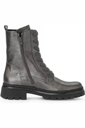 Gabor Skor, Dam, 38 1/2 EU, Läder, Elegant Läder Ankelboot - Grå