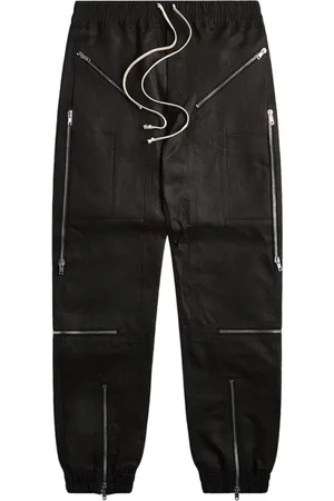 Rick Owens Byxor, Herr, M, Bomull, Svarta Bomullsjoggers med Dragkedja