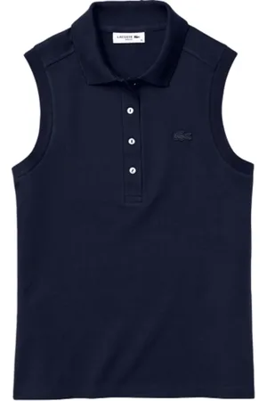 Lacoste Topp, Dam, S, Bomull, Blå Polo Skjorta med Pärlknappar