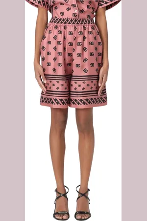 Dolce & Gabbana Shorts, Dam, 2Xs, Rosa Logo Print Silkes Shorts