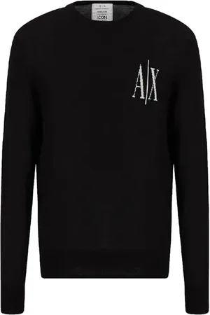 Armani Exchange Stickade tröjor & koftor, Herr, S, Svart Tröja Minimalistisk Stil