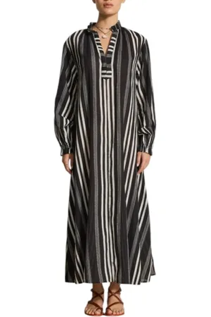 MARE DI LATTE Klänning, Dam, M, Bomull, Randig Lång Kaftan Klänning Palermo