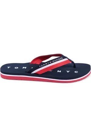 Tommy Hilfiger Skor, Dam, 40 EU, Polyester, Blå Flag Stripe Flip Flops