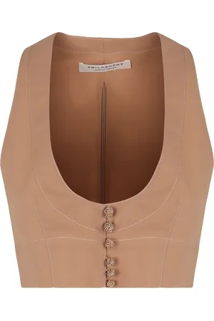 Serafini Jacka, Dam, S, Bomull, Stilig Single-Breasted Vest med Synlig Sömn