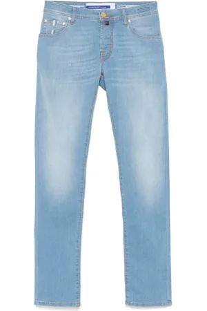 Jacob Cohen Jeans, Herr, W34, Ljusblå Knapp Jeans