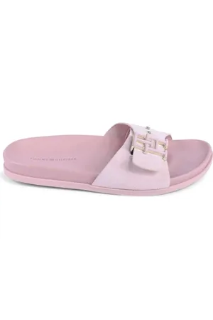 Tommy Hilfiger Skor, Dam, 39 EU, Läder, Rosa Läder Spänne Slides