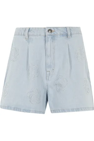 ROTATE Shorts, Dam, W27, Denim, Denim Studs Shorts med Ros Strass