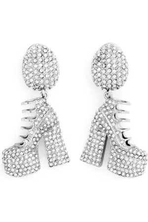 Marc Jacobs Accessoarer, Dam, ONE Size, Pavé Kiki Boot Örhängen Silver Kristall