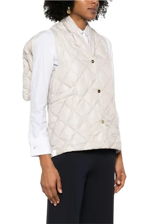Max Mara Jacka, Dam, M, Nylon, Vit väst med diamantquiltat mönster och påse