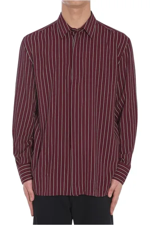 Saint Laurent Skjorta, Herr, L, Bordeaux Röd Button-Up Skjorta