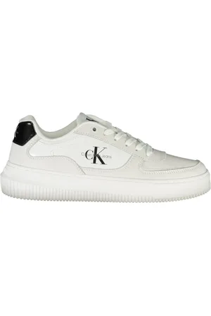 Calvin Klein Skor, Dam, 36 EU, Sportiga vita sneakers med logotyptryck
