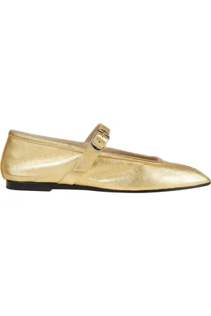 Le Monde Beryl Skor, Dam, 42 EU, Läder, Guld Läder Mary Jane Ballet Flats