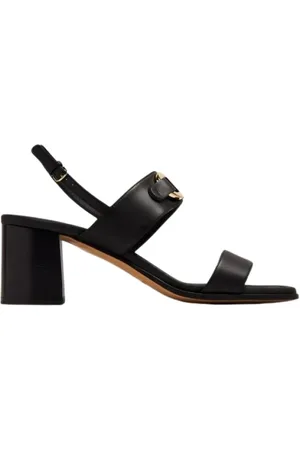 Salvatore Ferragamo Skor, Dam, 38 1/2 EU, Svarta Breda Klack Sandaler