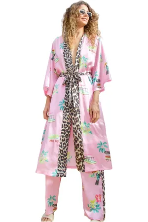 Crās Blusar & Skjortor , Dam, L, Polyester, Hawaii Print Kimono