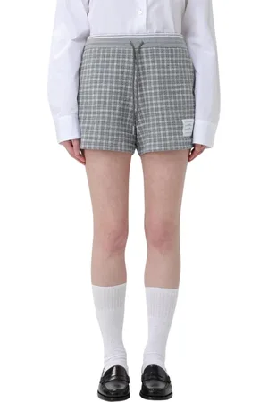 Thom Browne Shorts, Dam, S, Grå Rutig Dragsko Shorts