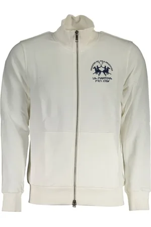 La Martina Sweatshirts & Hoodies, Herr, M, Bomull, Vit Bomull Herrtröja Med Dragkedja