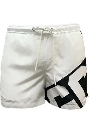 GCDS Badkläder, Herr, XS, Polyester, Vita Logga Boxershorts med Fickor