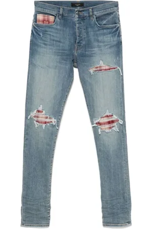 AMIRI Jeans, Herr, W30, Ljusblå Ripped Jeans med knappgylf